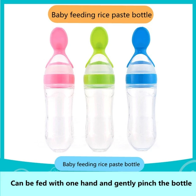 Baby Food Feeder, 3 Pack Squeeze Feeding Spoons, Silicone Baby Feeding  Supplies, 3 oz Food Dispensing Spoon for Boys Girl Kids Toddlers