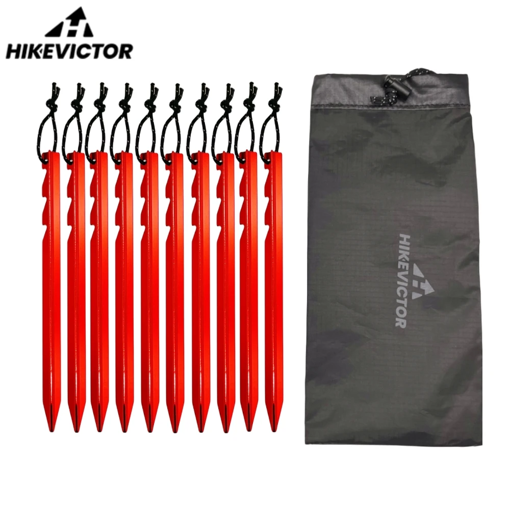 Hikevictor 10pcs Aluminum Alloy Lightweight Tent Pegs Outdoor Camping
