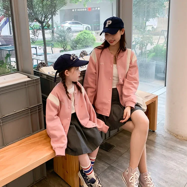 

Mom And Boy Girl Matching Clothes Kids Bomber Baseball Jacket Fashion Women Autumn Jacket 2023 Mommy And Daughter Son Outerwear