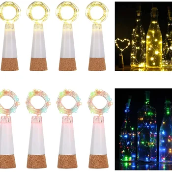 USB 충전식 LED 구리 와이어 병 코르크 조명, 페어리 스트링 라이트, 바 웨딩 파티 장식, 2M, 20 LED