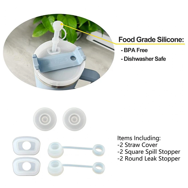 Description Picture 3 of item1Set Straw Cover Spill Stopper Compatible With Stanley Cup 40OZ 30OZ Quencher 1.0 Leak Stopper For Stanley Tumbler Accessories