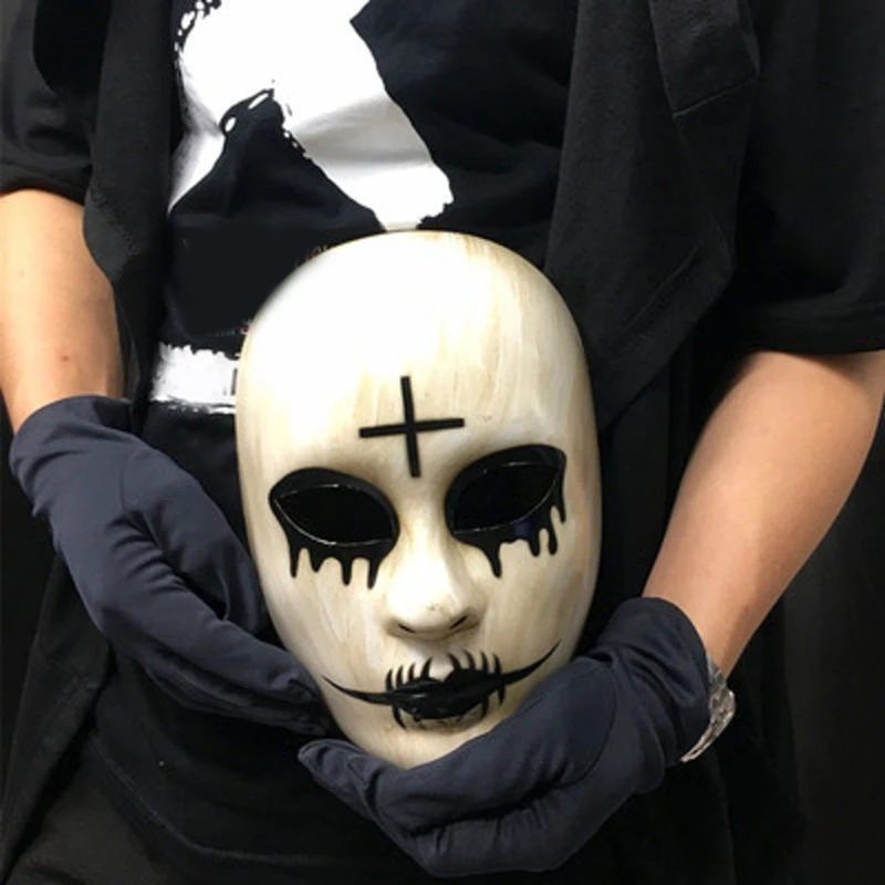 【Ja】Halloween Cosplay Maske für Erwachsene - Horrorfilm-Thema Anonyme Gesichtsmaske, Party-Kostüm-Requisite & Gruseliges Geschenk für Kinderpartys – Detail 3