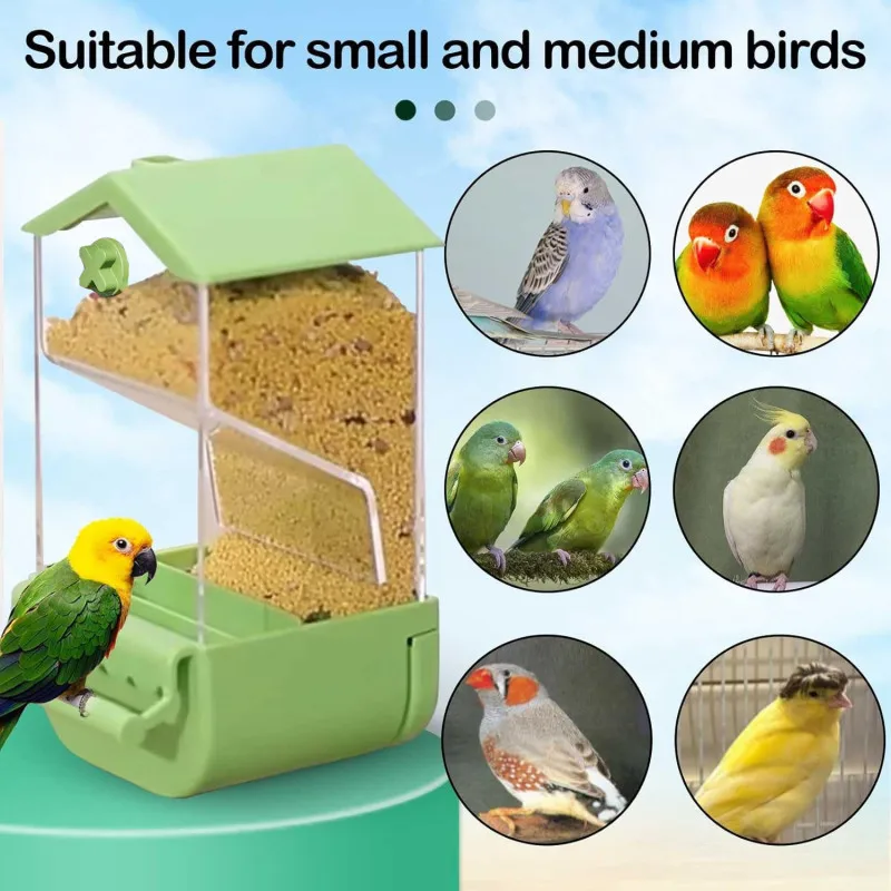 Parrot Automatic Feeder Xuanfeng Tigerskin Parrot Food Box AntiSpreading Splashproof Hanging Feeding Cage Bird Feed Container parrot feeder bird feeder parrot feeding bowl