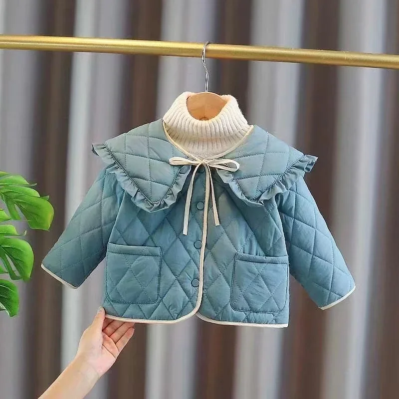 

Girls Coat Jacket Cotton Outwear Overcoat 202 Blue Warm Thicken Plus Velvet Winter Autumn Teenager Children's Clothing