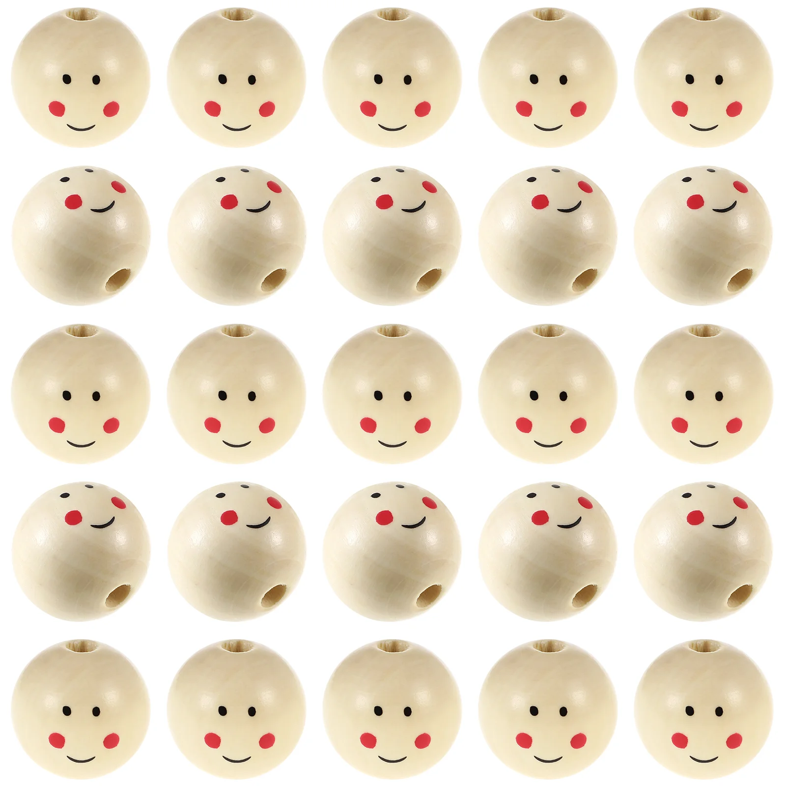 

Wooden Beads DIY Wood Beads Natural Wood Beads Loose Beads With Face Pattern Wooden Colored Smiling Face Doll Wooden Beads