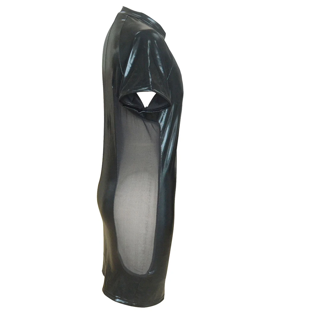 Mens Rompers Patent Leather Mens Wet Look Patent Leather Pouch Zip Short Jumpsuit Bodysuit Clubwear Costume Leotard