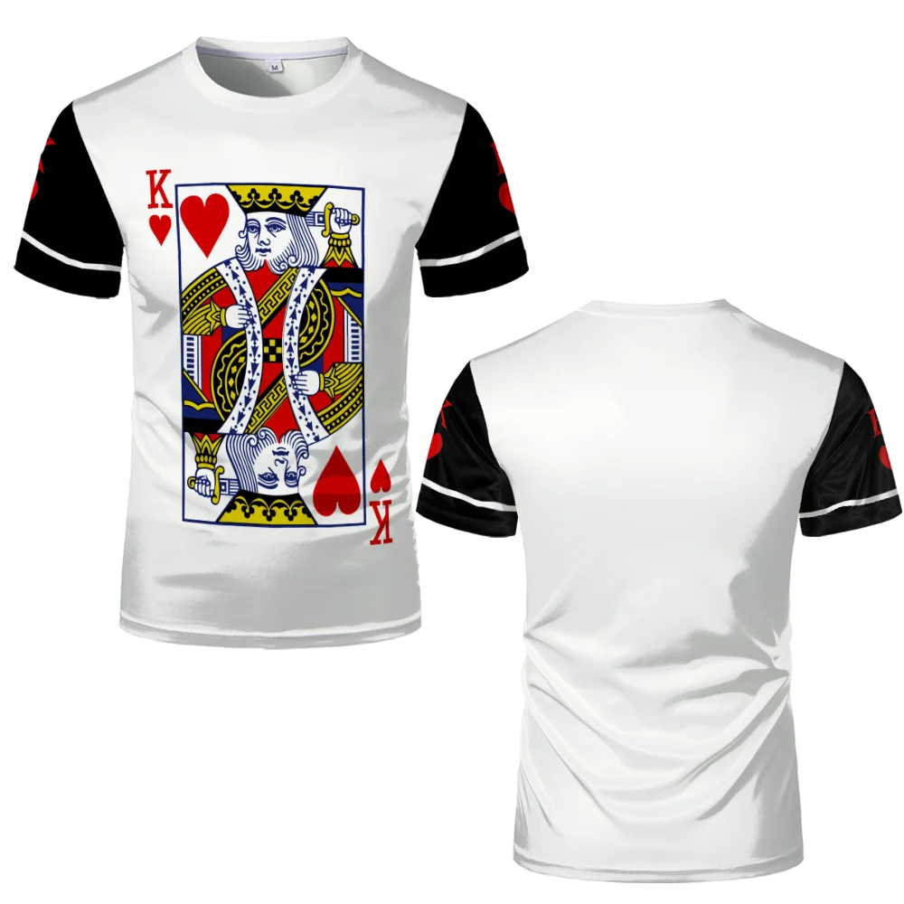 Heart 3D Printed Poker Graphic Unisex Casual T-Shirt