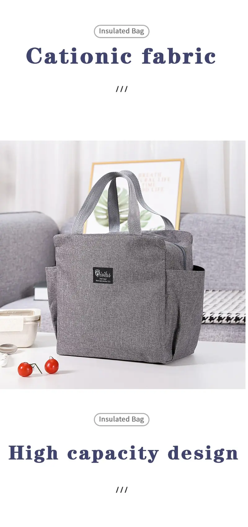 Elonglin Sac Repas Oxford Rayé Thermique Isotherme Grande