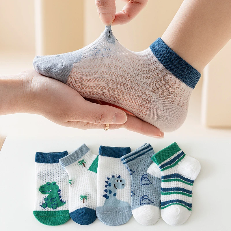 

5 Pairs 1 To 12 Years Children's Socks 2023 Spring Summer Baby Boys Girls Cotton Mesh Breathable Thin Soft Cute Socks Kids Socks