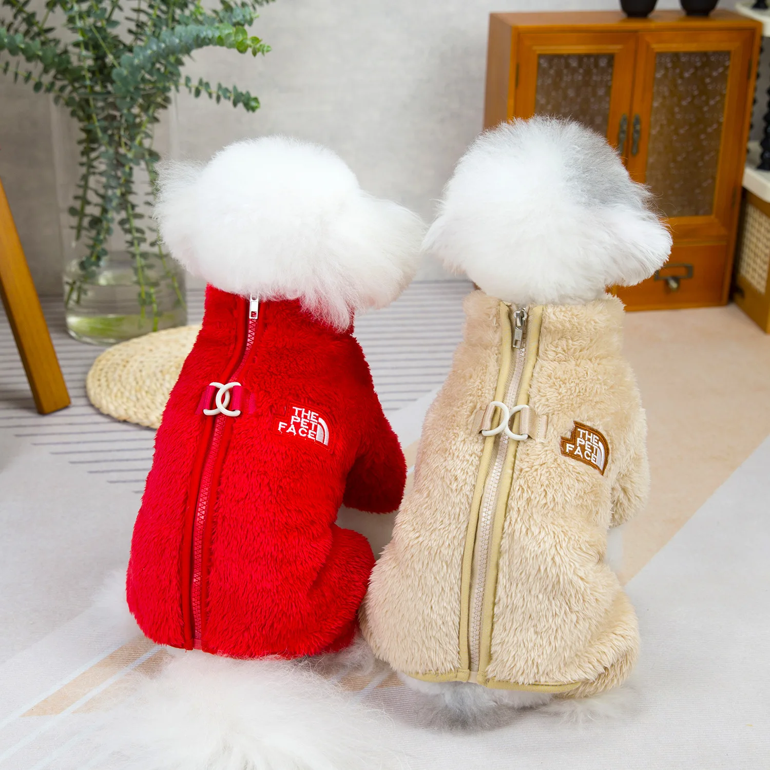 Warm Thickened Pet Overalls Coral Fleece Puppy Pajamas Winter Dog Jumpsuit Clothes for Small Dogs Cats Yorkie Chihuahua Costumes