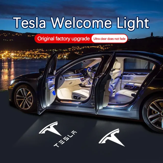 LED Car Door Logo Projector Ghost Shadow Welcome Light Accessories For Tesla Model 3 Model Y Model S Model X 1