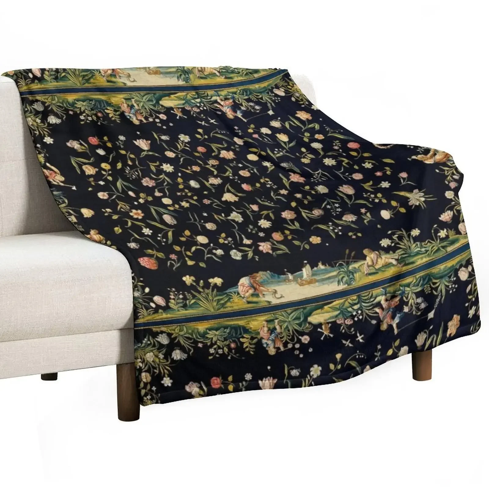 

Dark vintage floral Throw Blanket Multi-Purpose cosplay anime Sofa Blankets