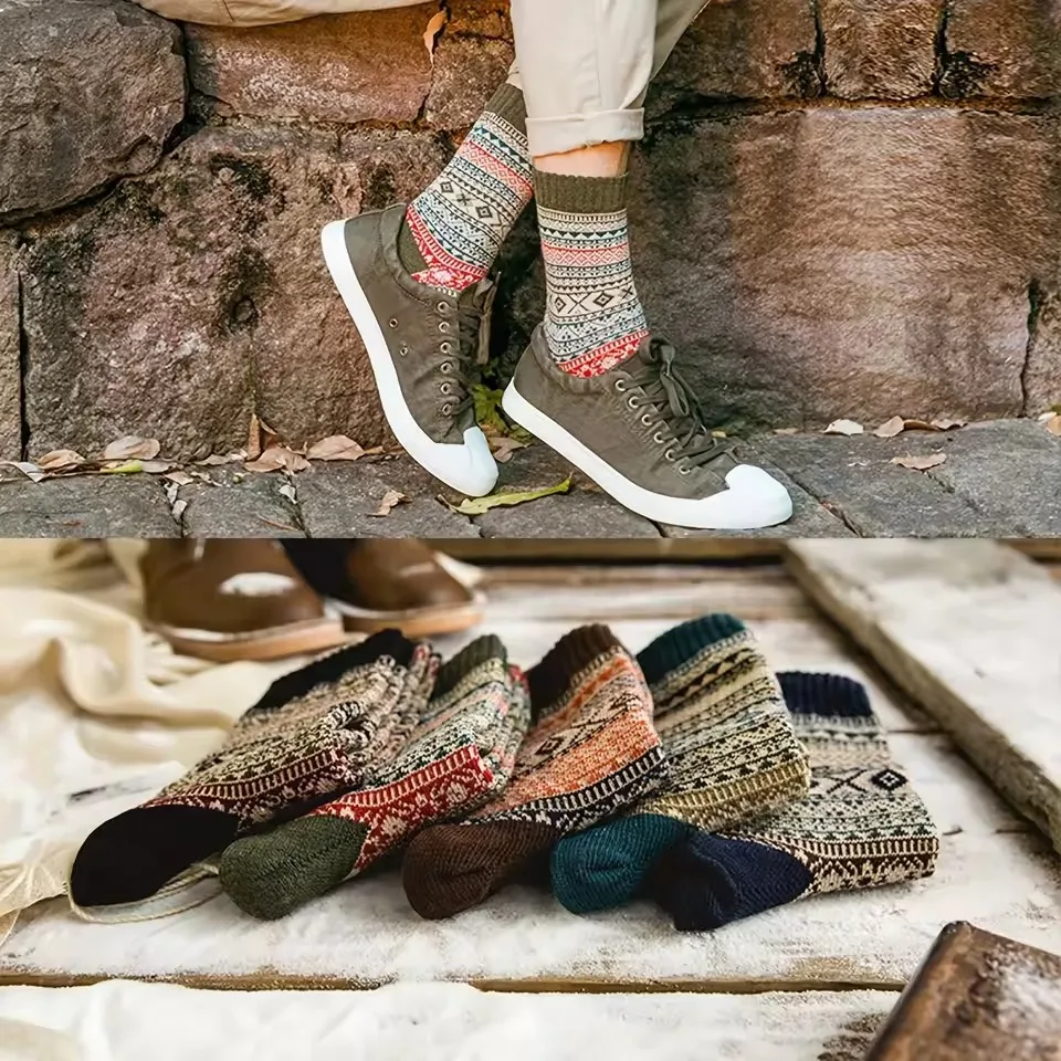 Women's Wool Socks 5 Pairs for Autumn Winter