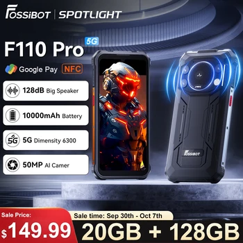 World Premiere Fossibot F110 Pro Rugged Smartphone 5G 10000mAh 20W 20GB(8+12) 128GB Mobile Phone 6.745" HD+ IPS 50MP+8MP NFC
