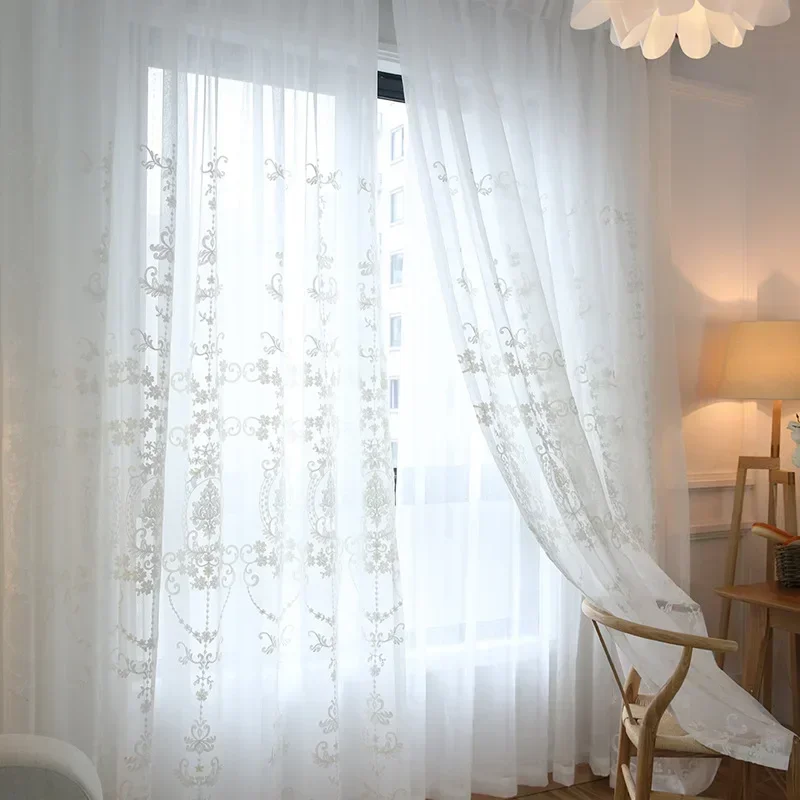Kvést obrazovky úplný pro ložnice žití pokoj okna záclony high-grade bělouš výšivka evropan styl voálové tyl