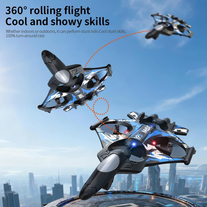 2026년 신제품 YP5MAX RC 폼 비행기 2.4G 와이파이 스턴트 텀블링 헬리콥터 컬러 LED 라이트 소년 선물