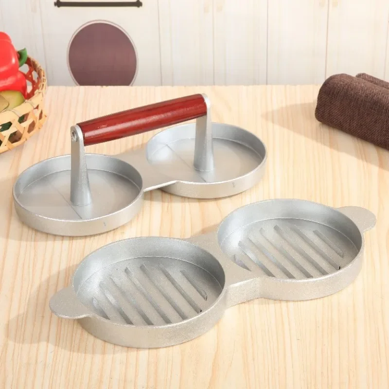 Double Grid Double Hole Burger Meat Press Machine Hamburger Press Non-Stick Minced Steak Hamburger Mold Kitchen Tools