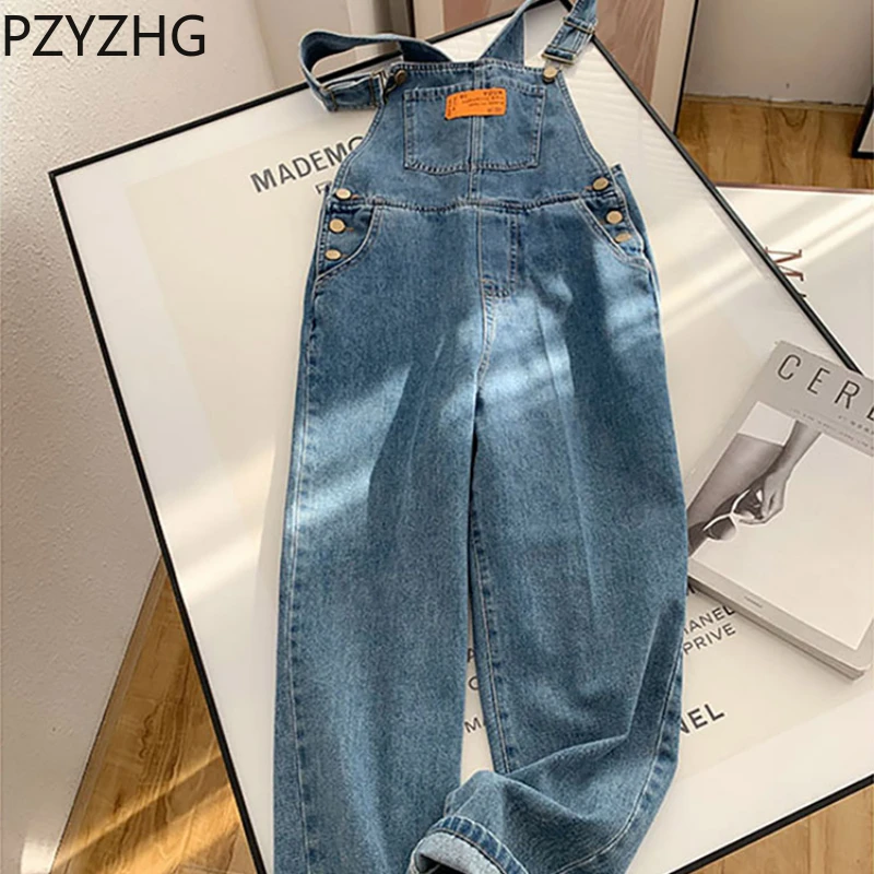 Women Retro Blue Jeans Suspender Trousers Spring Autumn Casual Loose High Waist Denim Pants Fashion Jumpsuit Streetwear men s autumn and winter new men s personality simple fashion trend large size jumpsuit zipper design cargo casual trousers