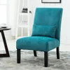 Pisano Teal Blue Fabric Armless Contemporary Accent Chair with Kidney Pillow 1