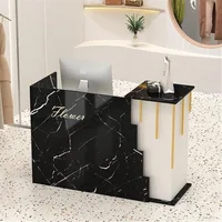 Reception Desk, Front Desk, Retail Counter with Drawers, Cash Register Counter for Checkout, Lobby, Salon, Retail, Modern Large 1