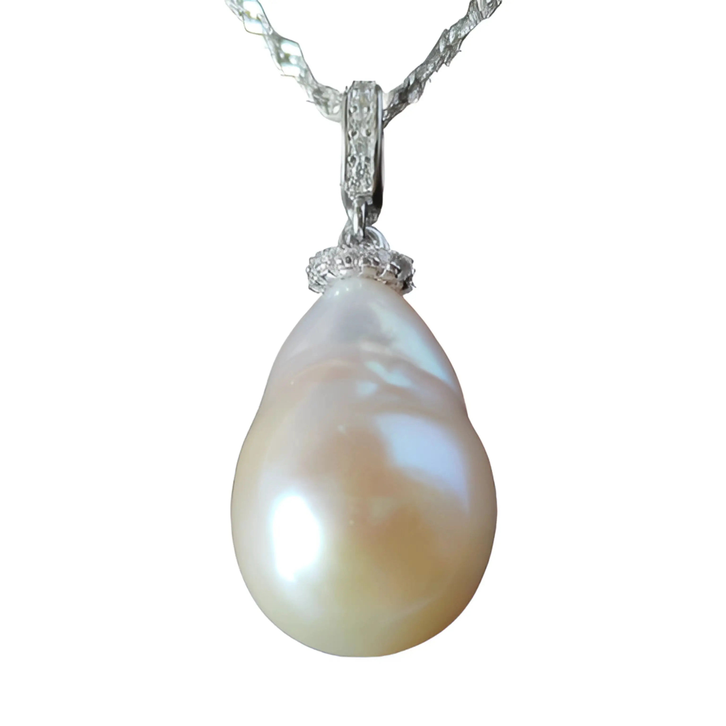 

Natural Baroque Pearl Necklace Women's clavicle chain 925 Silver Alien Freshwater Pearl Pendant White Fashionable temperament