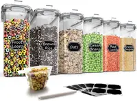 Cereal Storage Containers Set, Large BPA Free Plastic Airtight Food Storage Containers 4L /135.3oz for Cereal, Flour, Sugar, 6 P 1