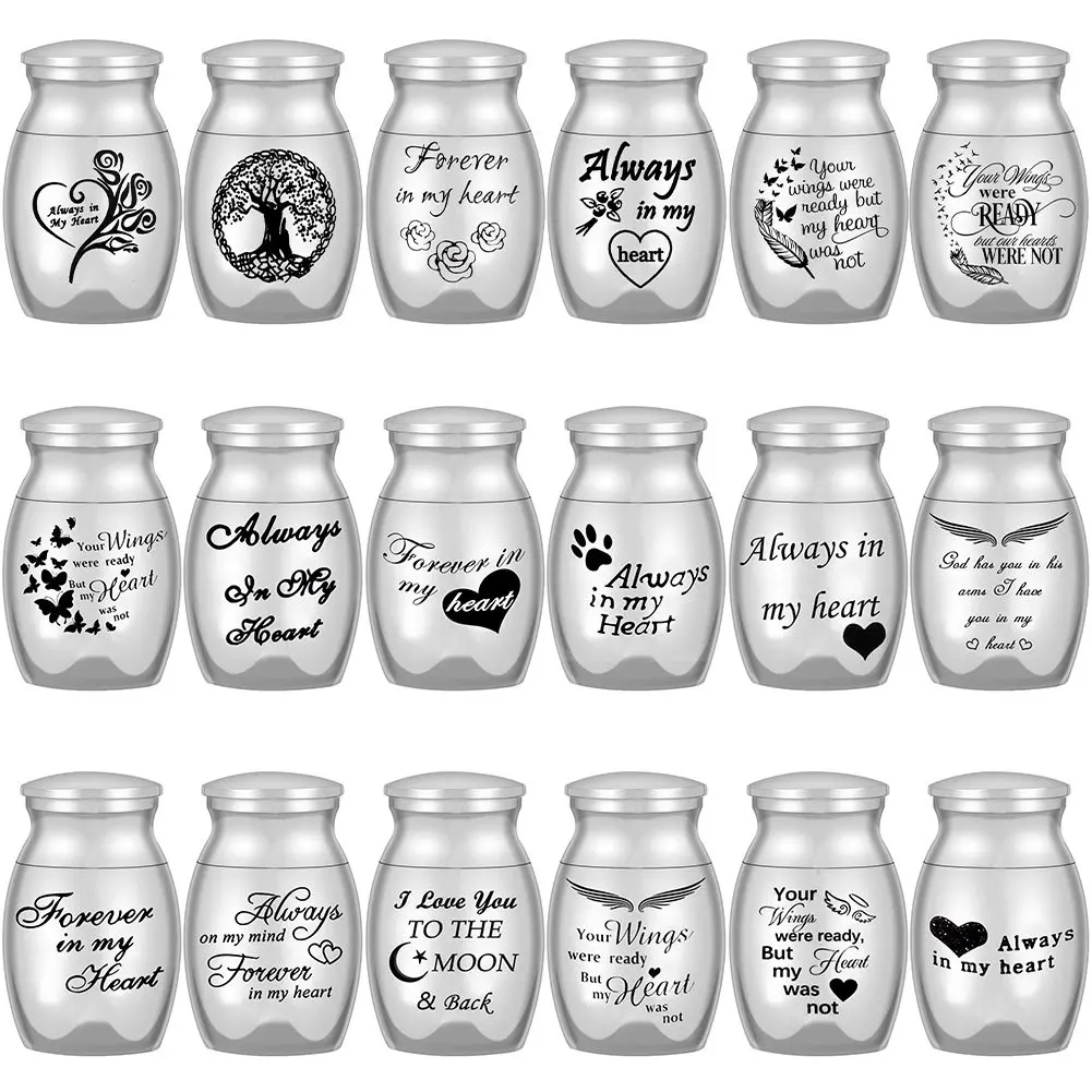 25*16mm Mini Engraved Cremation Urns for Pet Human Ashes Casket Funeral Loss Of Love Stainless Steel for Pet Lover, cremation urn