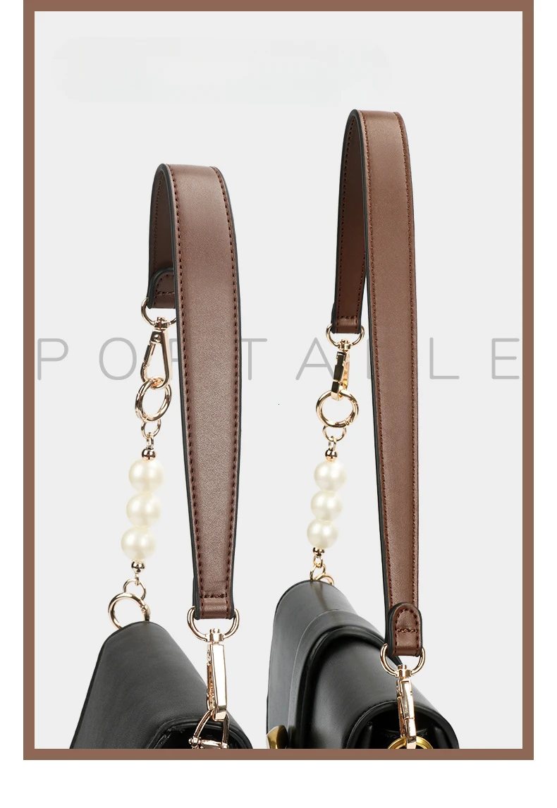PU Leather Bag Strap Handbags Handles For Handbag Short Bag Strap Purse Strap Golden Buckle Replacement Bag Belt Band
