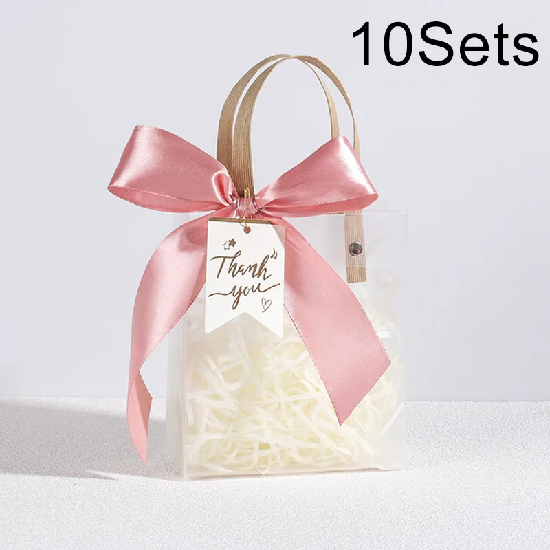 40 Sacchetti Regalo Trasparenti LEIFIDE Con Manici – 15x13x7 Cm, In PVC, Con Bottone, Per Bomboniere - 2