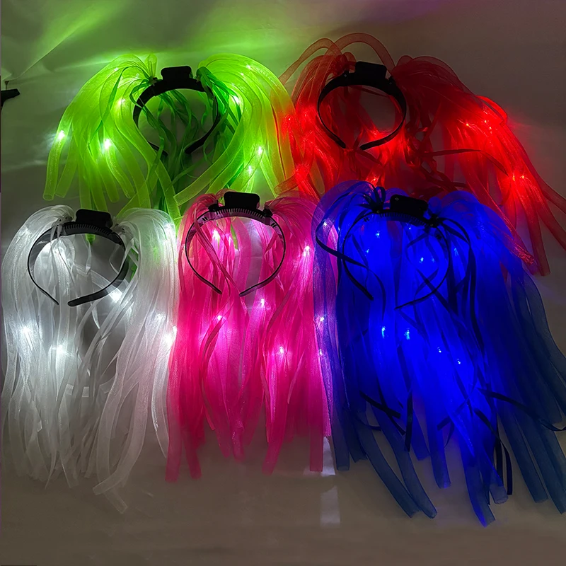 LED Leuchten Flash Braid Nudeln Stirnband Party Geschenk Led Gläser Neon Rave Party Haarband Cosplay Geburtstag Glow Party Liefert – Detail 5