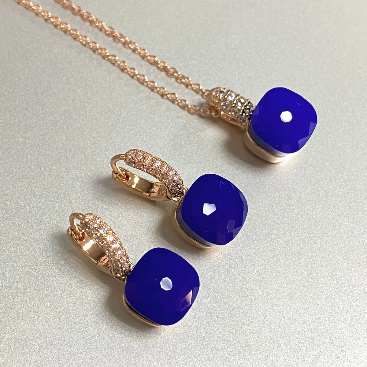 2Pcs/Set Women Earrings Necklace Jewelry Set Inlay Zircon 30Colors Pink Crystal Jewelry Set Rose Gold Plated Fashion Jewelry 15 S4ae116af31194971869ad80fee2af57bw