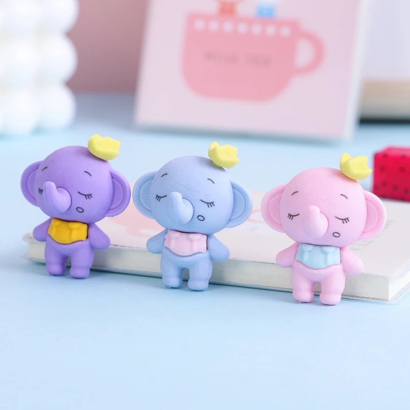 귀여운 캔디 색상 코끼리 모양 지우개 학생용 카와이 문구 도매 어린이날 크리스마스 학기말 상품