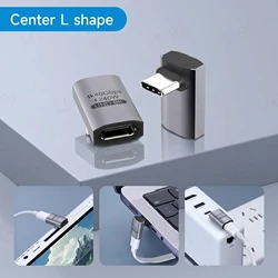 Right Angle USB C to C Adapter - 40Gbps USB4 Data Extension Converter (Center L Shape)