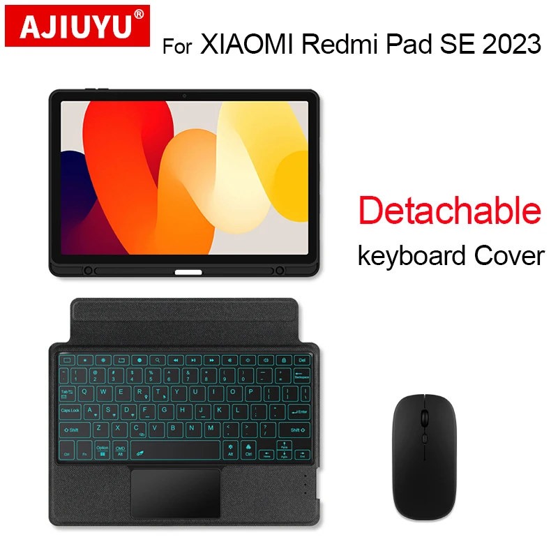 Capa Destacável para Teclado sem Fio Capa para Tablet Touchpad Retroiluminado Suporte para Caneta s Xiaomi Redmi Pad se 11 2023