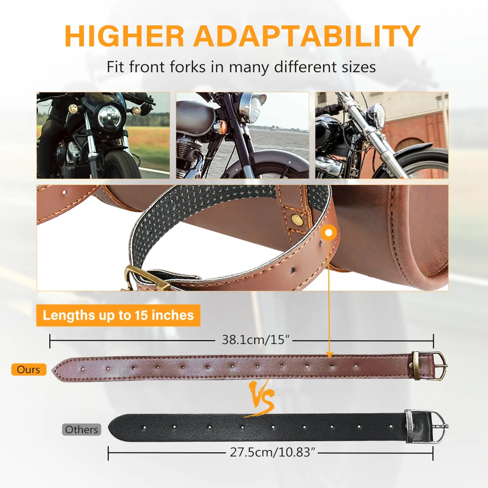 Motorrad-Lenkertasche, Vintage, wasserdicht, universell, Moto-Werkzeugaufbewahrung, Vorderradgabeltasche für Harley Sportster, Kawasaki, KTM 390 ADV – Detail 5