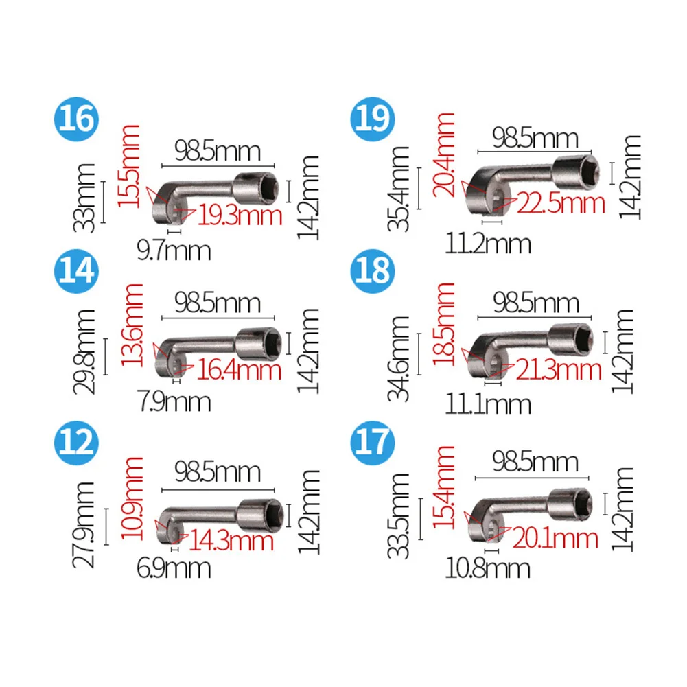 1 Stück Kfz-Diesel-Steckschlüsselsatz mit 1/2-Zoll-Antrieb, L-förmige Gabelschlüssel 12mm/14mm/16mm/17mm/18mm/19mm – Detail 1
