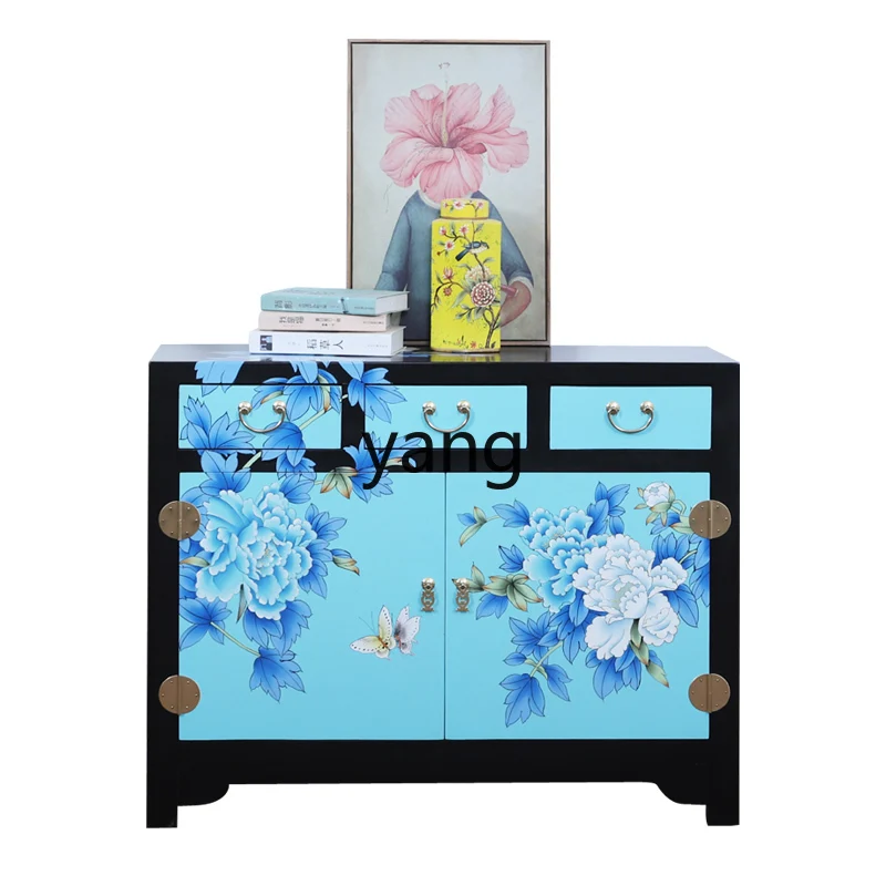 

Yjq Household Solid Wood Shoe Cabinet Large Capacity Foyer Doorway Light Luxury Storage Dining Side Curio Cabinet Furniture