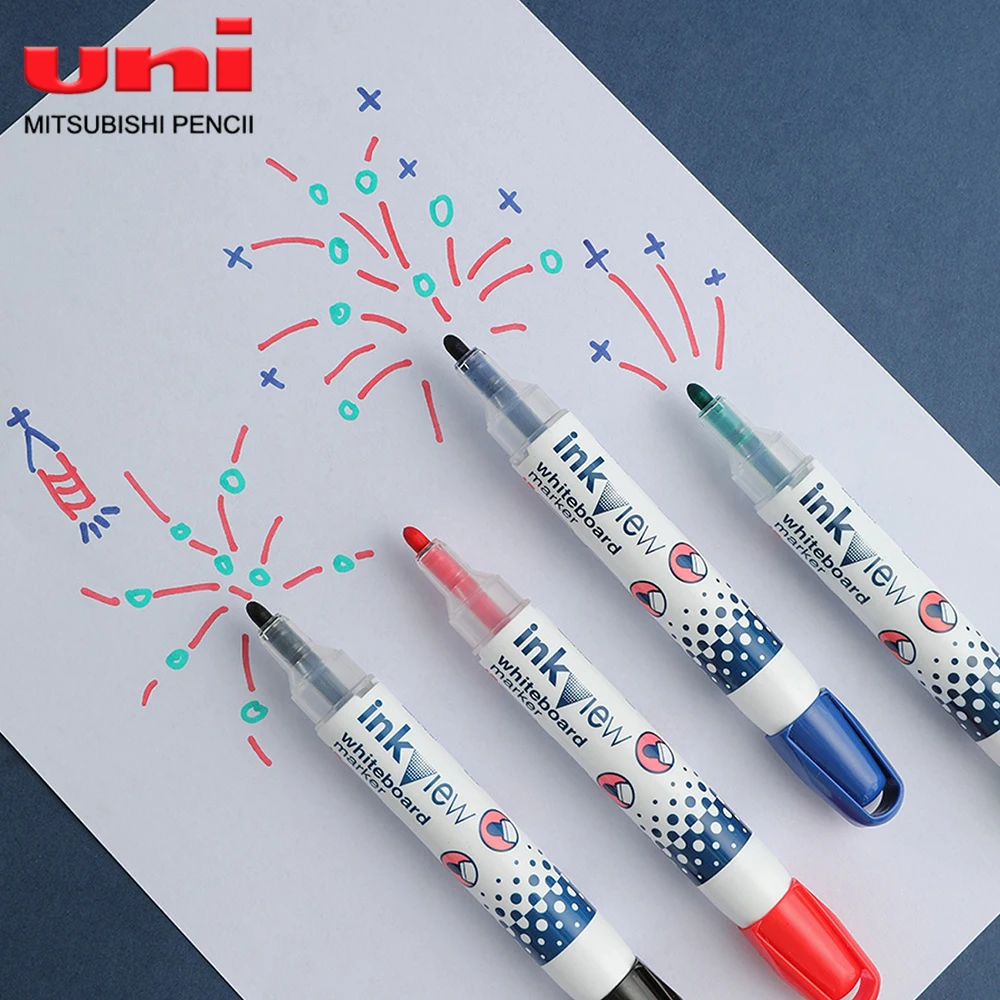 1PC 일본 UNI 지울 수있는 화이트 보드 펜 PWB-202 대용량 비주얼 창 교실 컬러 마커 편지지 학교 용품