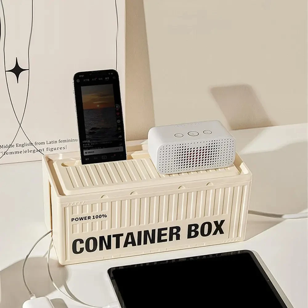 Cable Storage Box With Lid For Home Office High Capacity Cord Organizer Creative container desktop power strip storage box