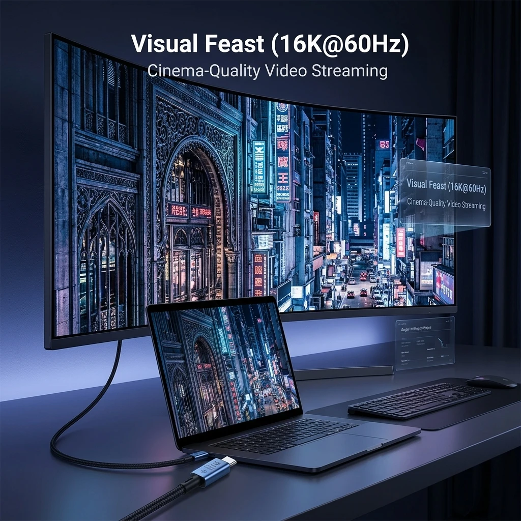 Ultra-Speed 240W USB Type C to Type C Cable with Fast Charging & 16K Video Support