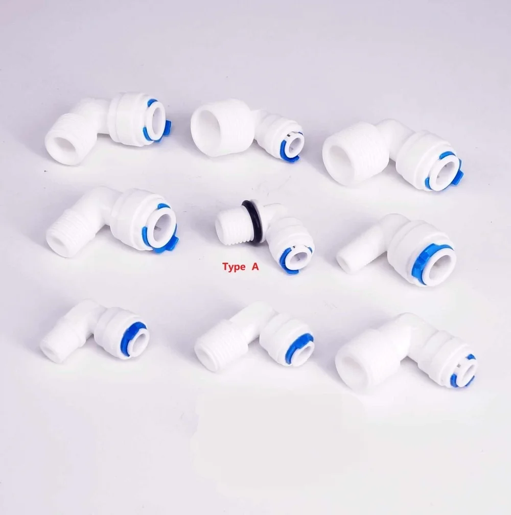 Hose Pipe Fitting Fit for 1/4" 3/8" OD Tube Pushfit To BSP Male Thread Elbow L Connector Fitting Aquarium Reverse Osmosis RO Water Dispenser