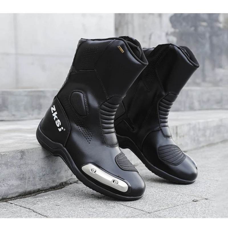 Motorcycle Shoes Full Leather Motocross Boots with Shifter Guard Cafe Boots Enduro Boots for Touring&hiking Moto Protection Gear - Image 5