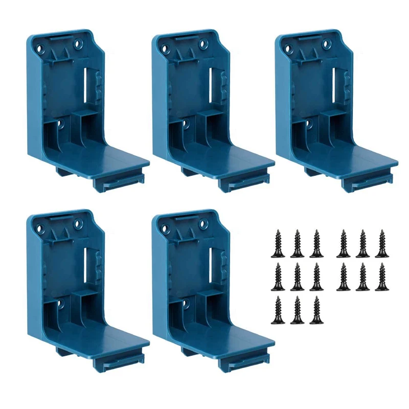 Lot De 5 Supports Pour Batteries Makita 14,4V-18V - Support Mural 2 En 1 Avec Rangement Outils - En Plastique ABS
