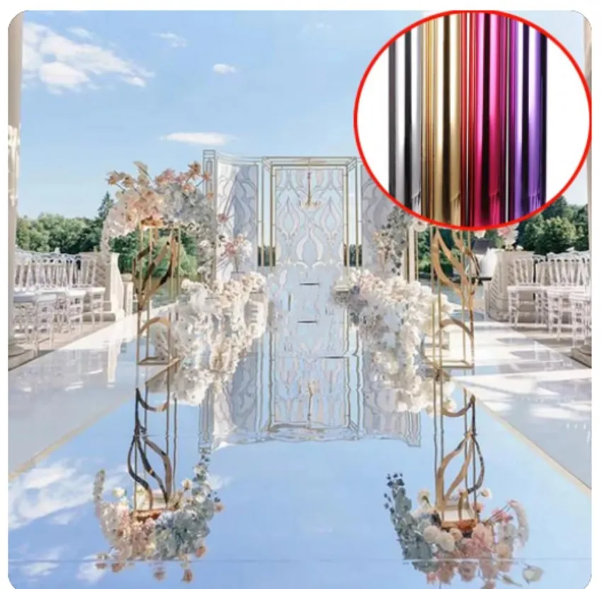 White Mirrored Floor Runner Aisle Wedding Decorations Indoor Outdoor Engagement Party T Stage Backdrop Mirrored Floor Runner
