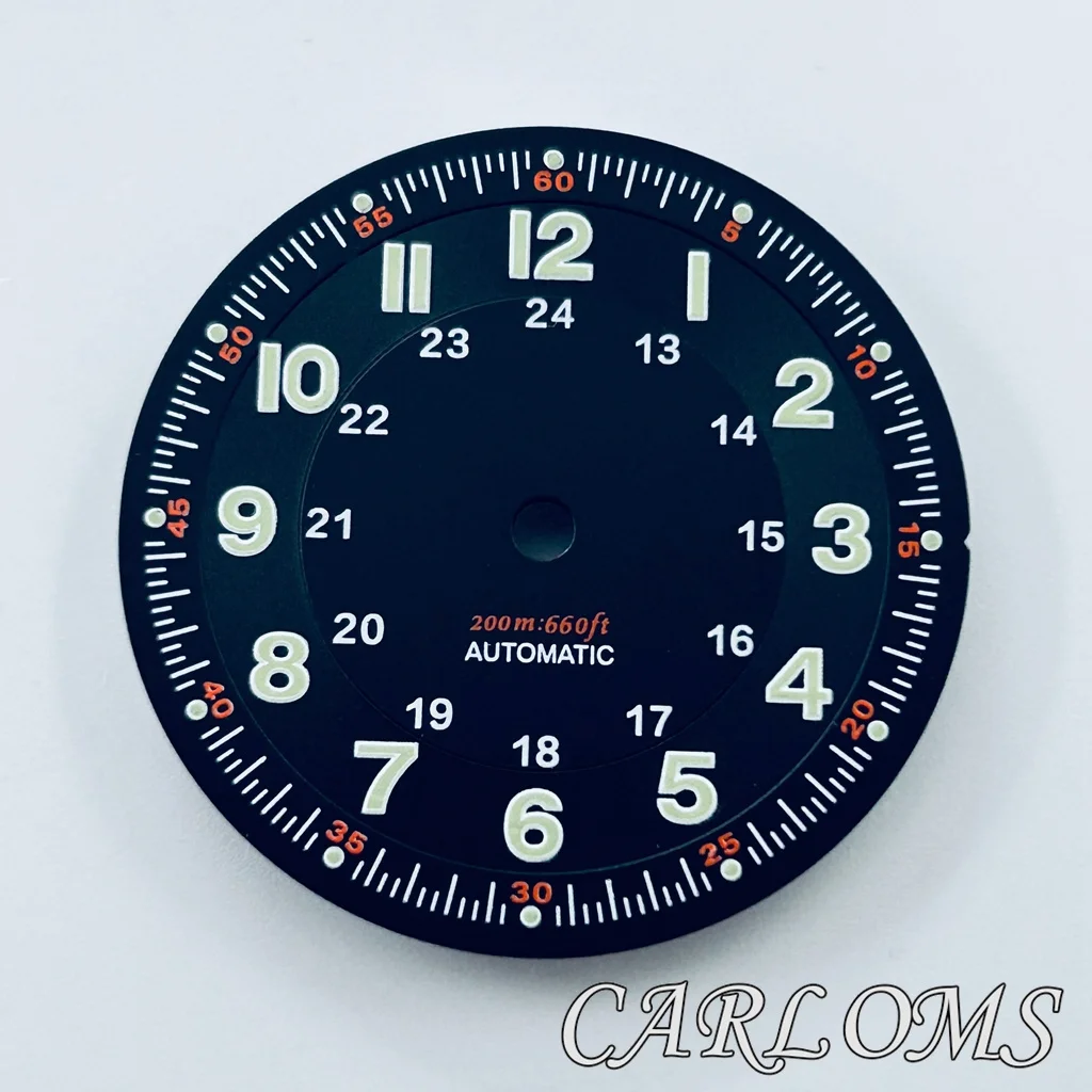 29mm Matte Black/Blue/White Watch Dial Without Logo