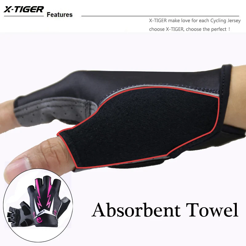 X-TIGER Sports Cycling Gloves Half Finger Women MTB Bike Gloves Running Fitness Gym Riding Motorcycle Bicycle Gloves 6