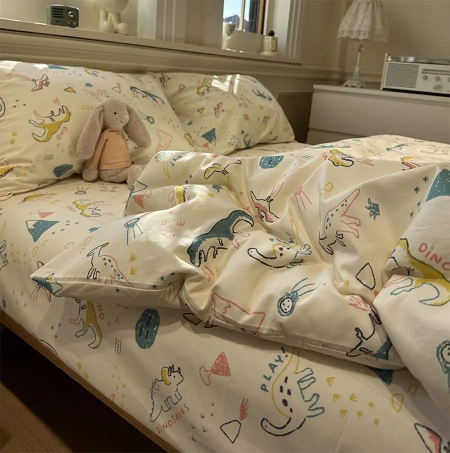 

Cute cartoon dinosaur bedding set kid teen boy,twin full queen king lovely cotton home textile bed sheet pillow case quilt cover