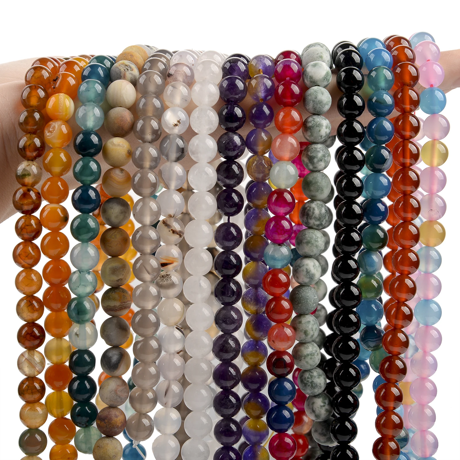 Natural Stone Beads Multicolor Tourmaline Tiger Eye Agates Glass Loose Spacer Beads For Jewelry Making DIY Bracelets Accessories 3