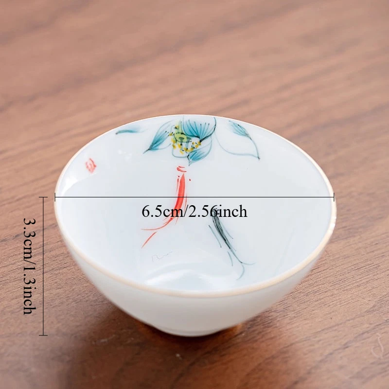 1pcs 35ml Hand-painted Ceramic Hat Cup Household White Porcelain Tea Cup Chinese Kung Fu Tea Set Tea Set Accessories