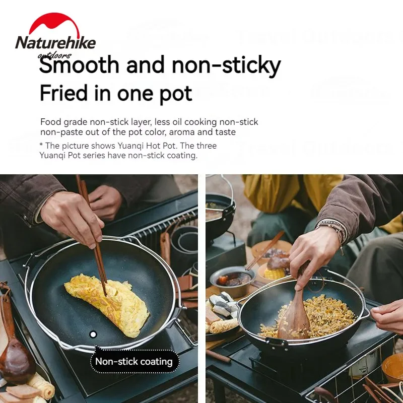 Naturehike Outdoor Stainless Steel Pot Multiple Styles Camping Picnic Deep Fryer Portable Picnic Kitchen Cooking Pot Iron Wok